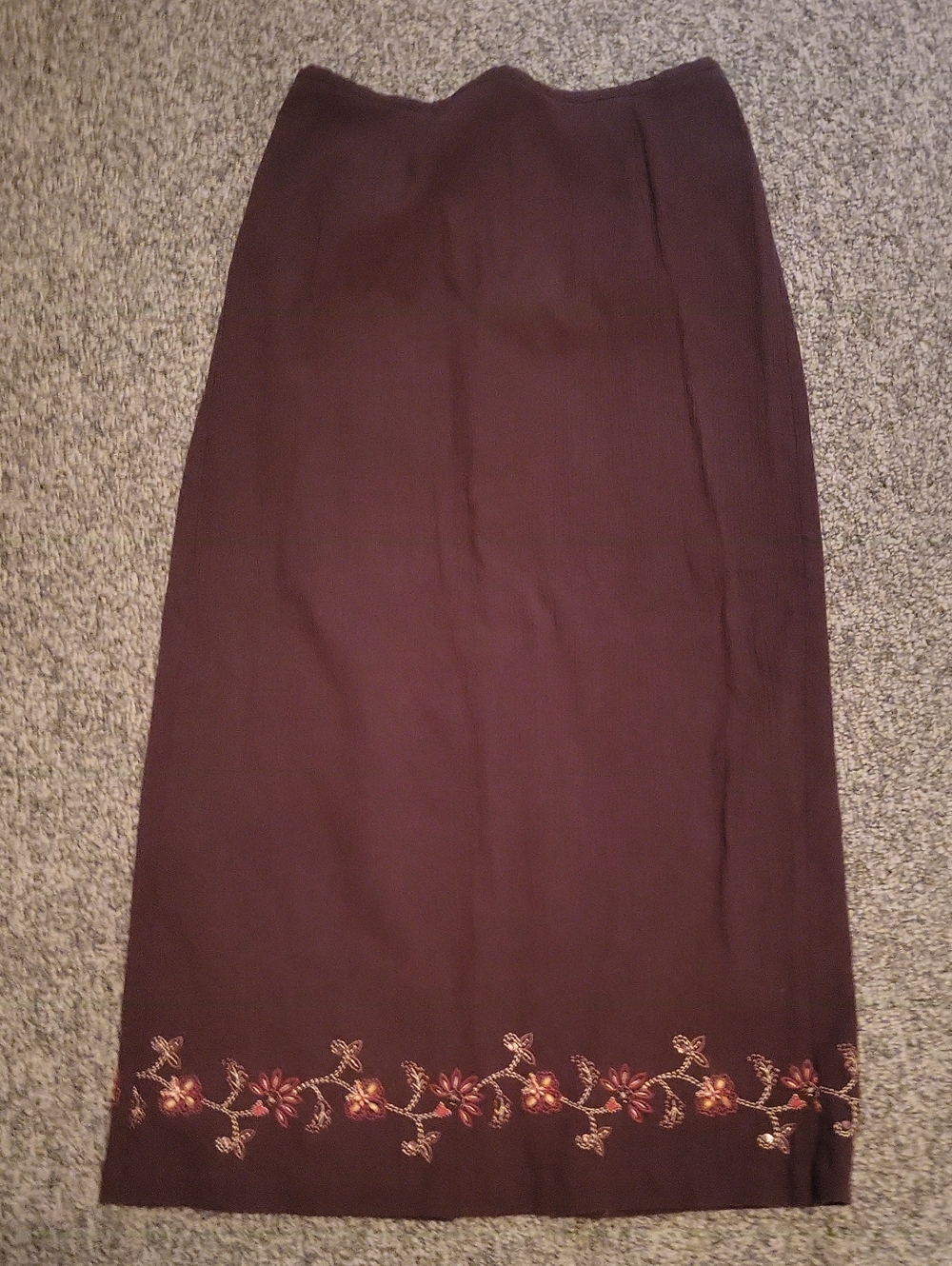 Womens Brown Embroidered Floral Pencil Skirt